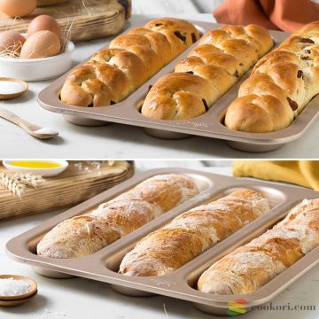 Decora 3 Cavities gold line nonstick baguette pan