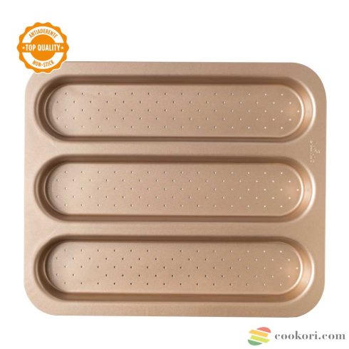 Decora 3 Cavities gold line nonstick baguette pan