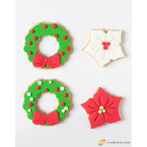 Decora Garland and poinsetta plastic cookie cutter set