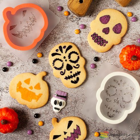 Decora Set 2 cookie cutters and 4 stencils Halloween