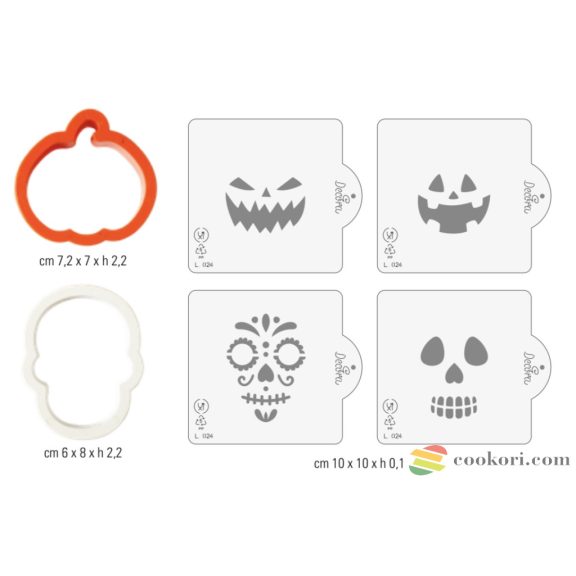 Decora Halloween keksz kiszúró és díszítő készlet, 2 kiszúró+ 4 stencil