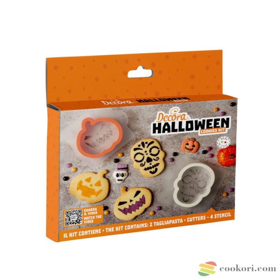 Decora Halloween keksz kiszúró és díszítő készlet, 2 kiszúró+ 4 stencil