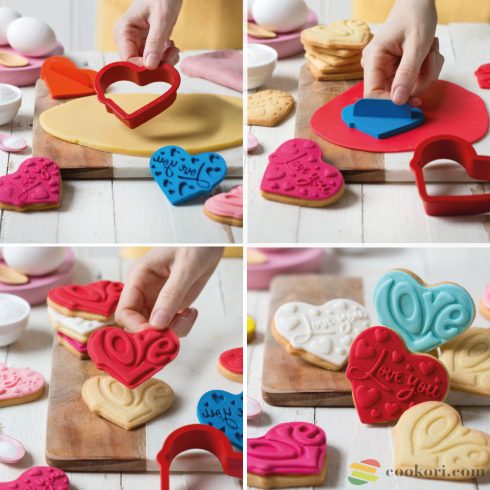 Decora 3pcs set Love plastic cookie cutter and markers