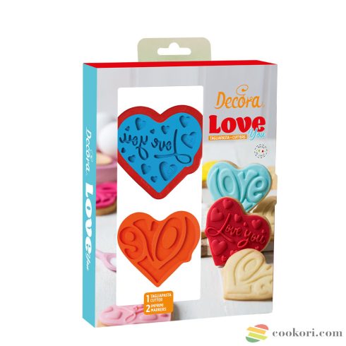 Decora 3pcs set Love plastic cookie cutter and markers