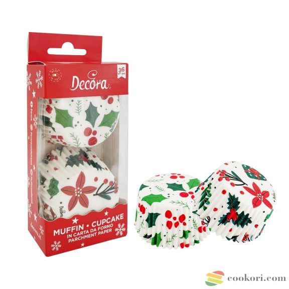 Decora Karácsonyi muffin papír magyal, 36db-os