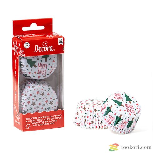 Decora Xmas tree & stars baking cup 36pcs, 5cm