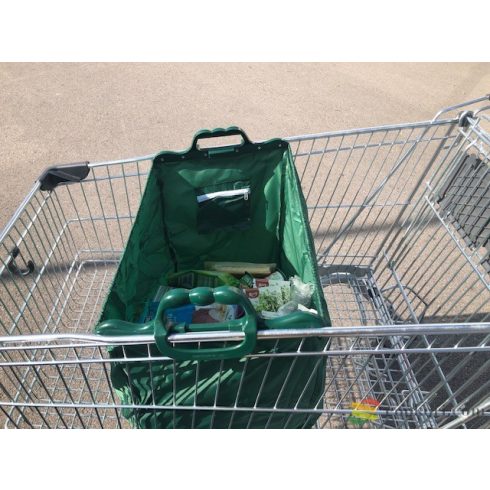 Bevásárló kocsiba akasztható szatyor, zöld
