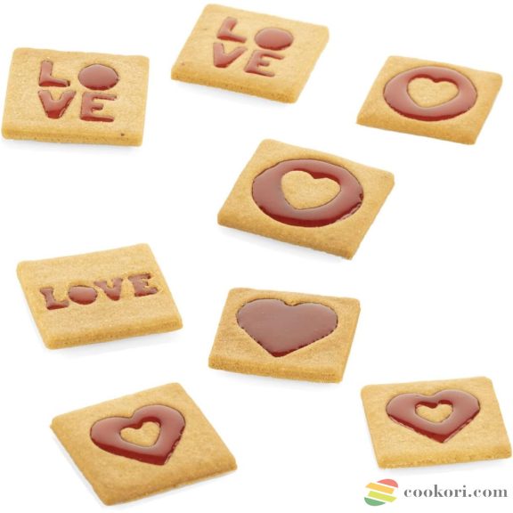 Silikomart "Voila Cookie" Love keksz kiszúró és sütőrács