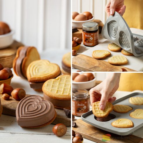 Decora Szív alakú szilikon forma piskótatallér/jégkrém szendvics készítéshez, 2db-os