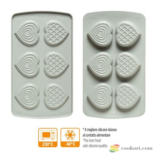 Decora Szív alakú szilikon forma piskótatallér/jégkrém szendvics készítéshez, 2db-os