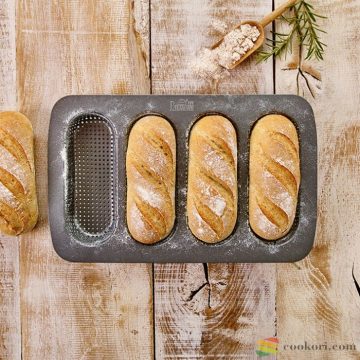 Birkmann Mini bagett/ hot-dog kifli sütőforma, 4db-os