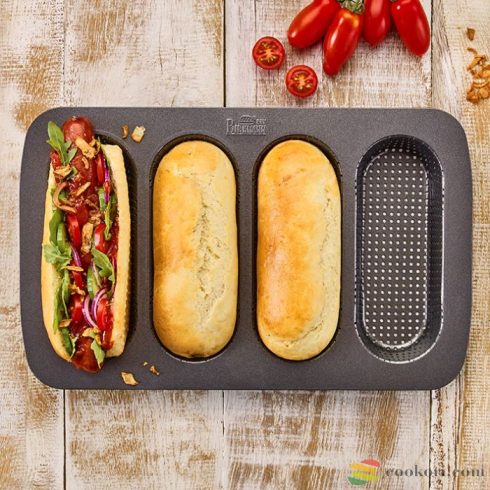 Birkmann Mini bagett/ hot-dog kifli sütőforma, 4db-os