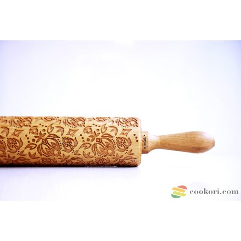 Valek Tulipán mintás nyújtófa, 45cm, recepttel