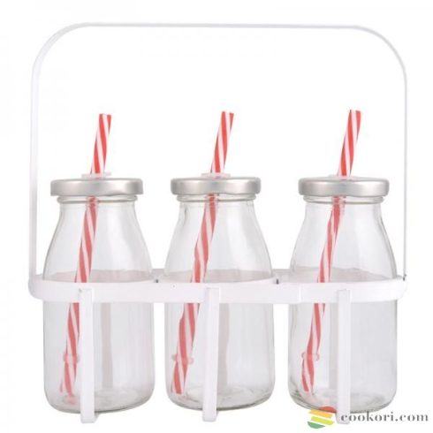 Drinking bottle set with straw 3x0,2L