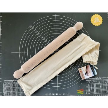   Eppicotispai Natúr bükkfa nyújtó (sodrófa) 40cm, vászon tároló zsákkal