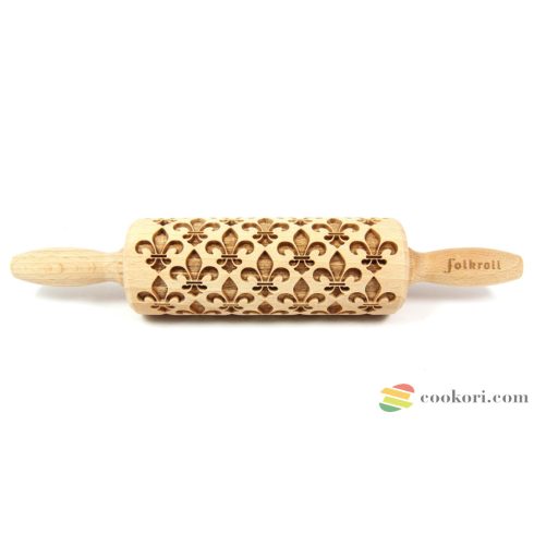 Folkroll "Fleur de lis" engraved rolling pin junior, 24cm