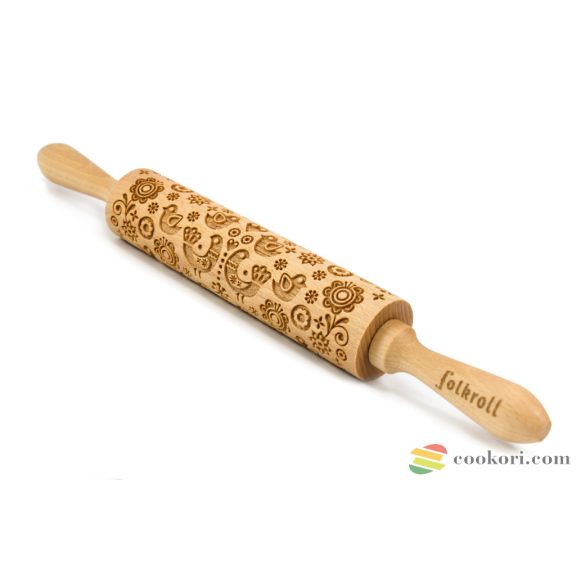 Folkroll Népies galamb mintás nyújtó M méret, 37cm