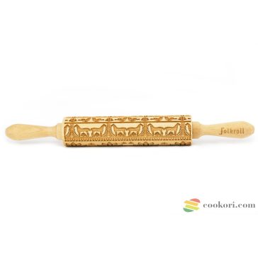 Folkroll Lengyel népi mintás sodrófa M méretben, 37cm