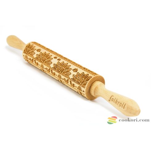 Folkroll Lengyel népi mintás sodrófa M méretben, 37cm