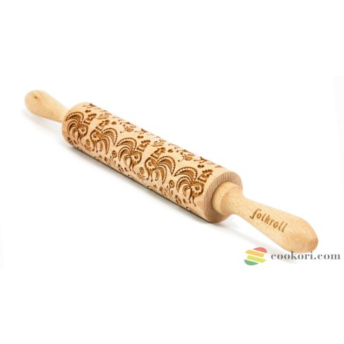 Folkroll Rooster engraved rolling pin M size, 37cm