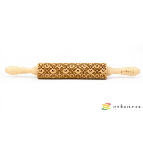 Folkroll Engraved rolling pin scandinavian pattern, medium