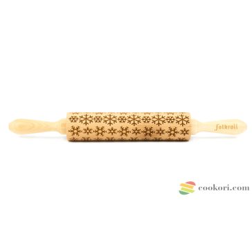   Folkroll Hópehely mintás nyújtófa, M méret 37cm, recepttel