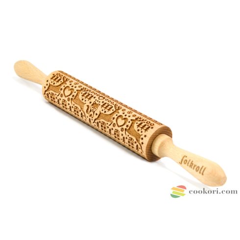 FolkRoll Medium engraved rolling pin magic-christmas