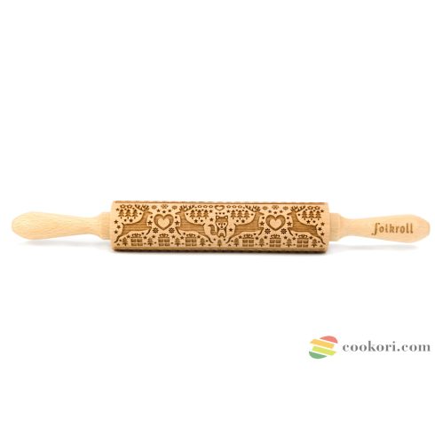 FolkRoll Medium engraved rolling pin magic-christmas