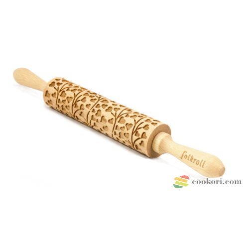 Folkroll "Spring hearts" szívecskés sodrófa M méret, 37cm