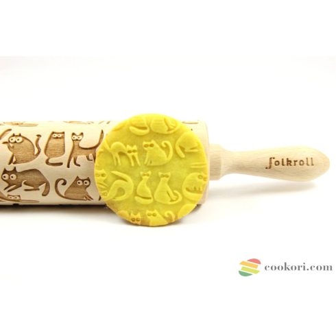 Folkroll "easy cat" engraved rolling pin, size L