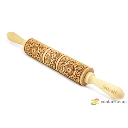 Folkroll "Rosette" engraved rolling pin, size M, 37cm