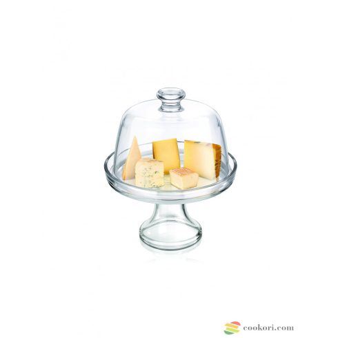 Talpas tortatál/sajttál búrával 22cm