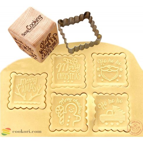 Scrapcooking Wood "Xmas" cookie stamp + cookie cutter