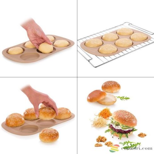 Tescoma Hamburger zsemle sütőforma recepttel, 6db-os