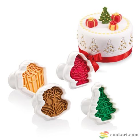 Tescoma Cookie cutters with stamp Christmas, 4pcs